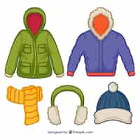 Free vector hand drawn winter clothes & essentials