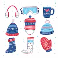 Free vector hand drawn winter clothes and essentials