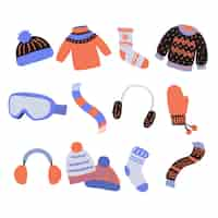 Free vector hand drawn winter clothes and essentials