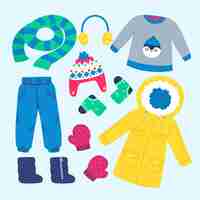 Free vector hand drawn winter clothes and essentials