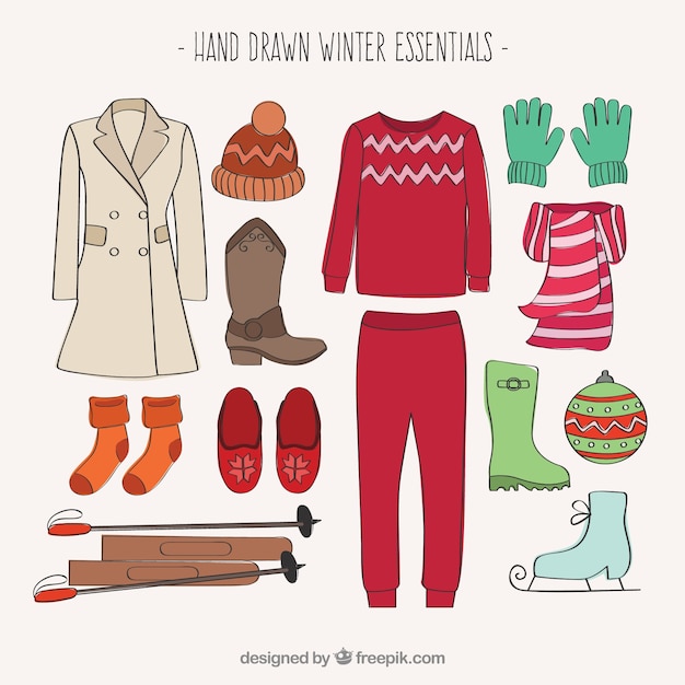 Hand drawn winter essentials