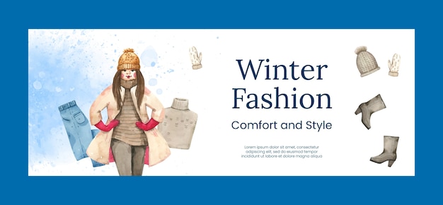 Vettore gratuito copertina facebook di moda invernale disegnata a mano