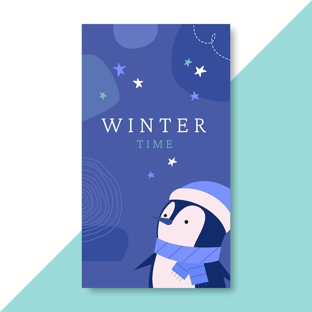 Hand drawn winter instagram story template