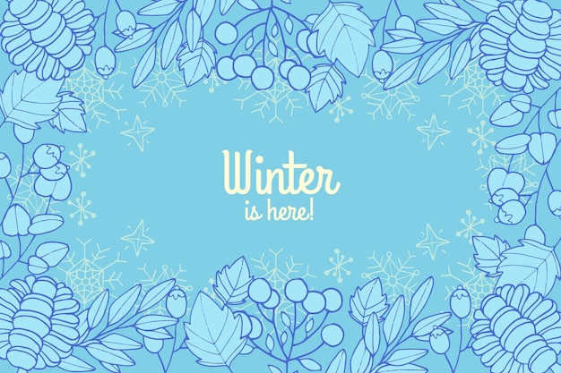 Hand drawn winter is here background