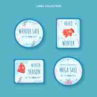 Free vector hand drawn winter labels collection