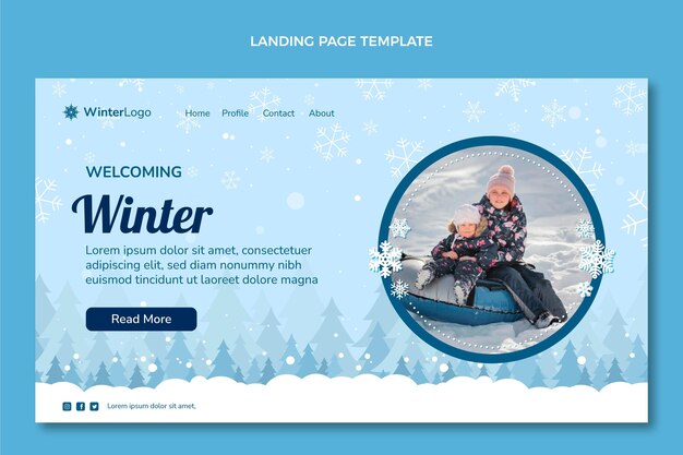 hand drawn winter landing page template