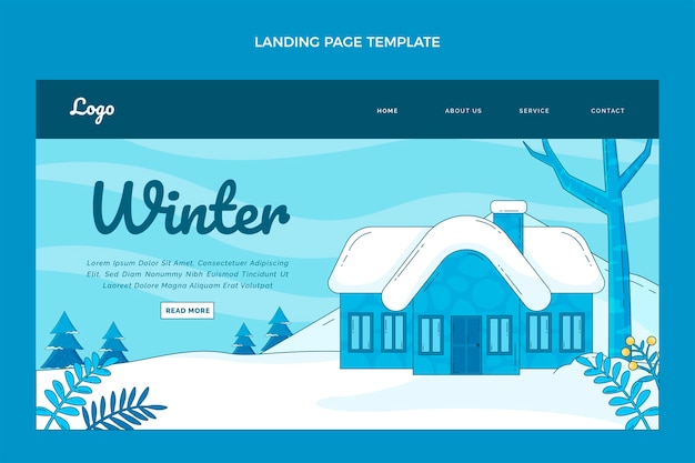 Hand drawn winter landing page template