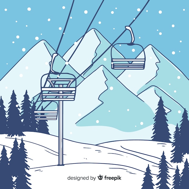 Free vector hand drawn winter landscape