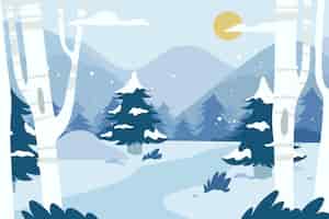 Free vector hand drawn winter landscape