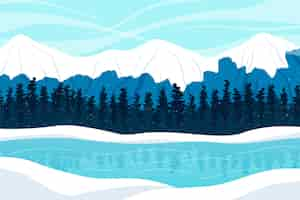 Free vector hand drawn winter landscape