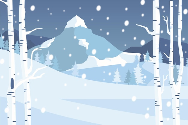 Free vector hand drawn winter landscape