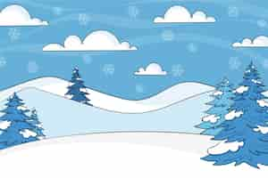 Free vector hand drawn winter landscape