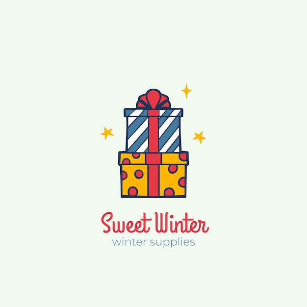 Hand drawn winter logo template