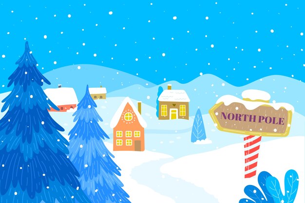 Free Vector hand drawn winter north pole background