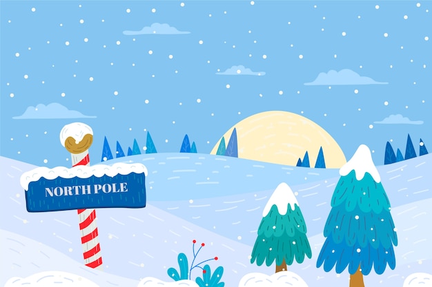 Free Vector hand drawn winter north pole background