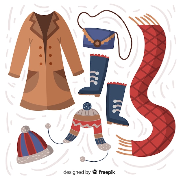 Бесплатное векторное изображение Ручная зимняя одежда