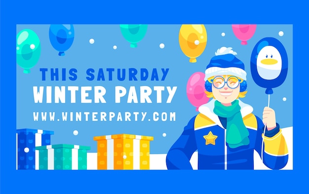 Hand drawn winter party facebook post