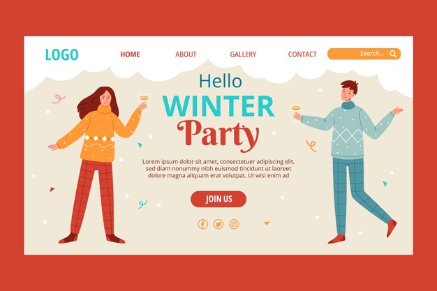 Free vector hand drawn winter party template