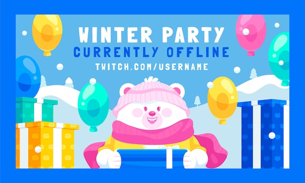 Hand drawn winter party twitch background