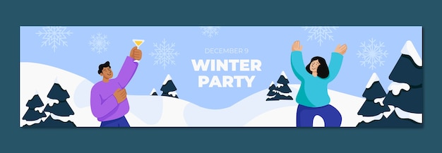 Бесплатное векторное изображение Ручной обращается баннер зимней вечеринки