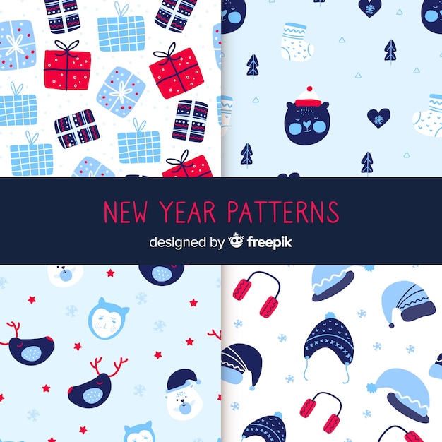 Free vector hand drawn winter pattern collection