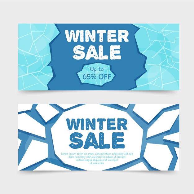 Hand drawn winter sale banners template