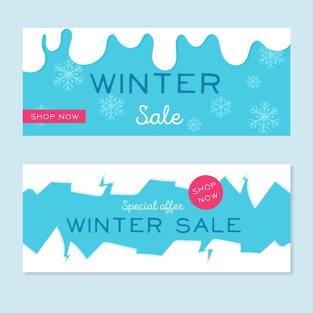 Free vector hand drawn winter sale banners template