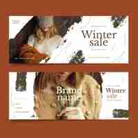 Free vector hand drawn winter sale banners template