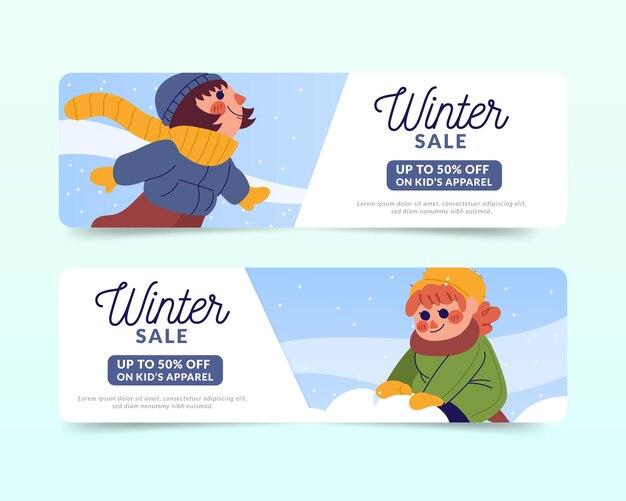 hand drawn winter sale banners