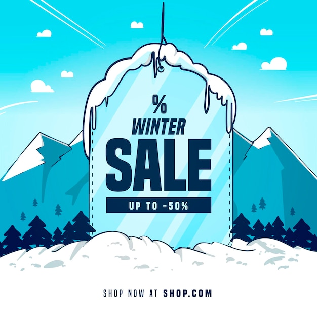 Free vector hand drawn winter sale discount promo