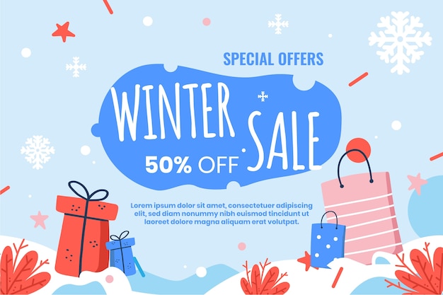 Free vector hand drawn winter sale illustration and banner