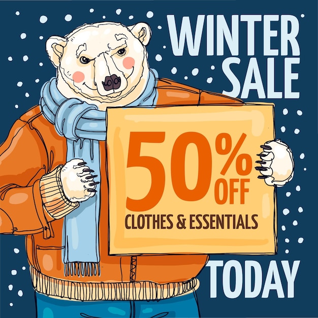 Hand drawn winter sale illustration