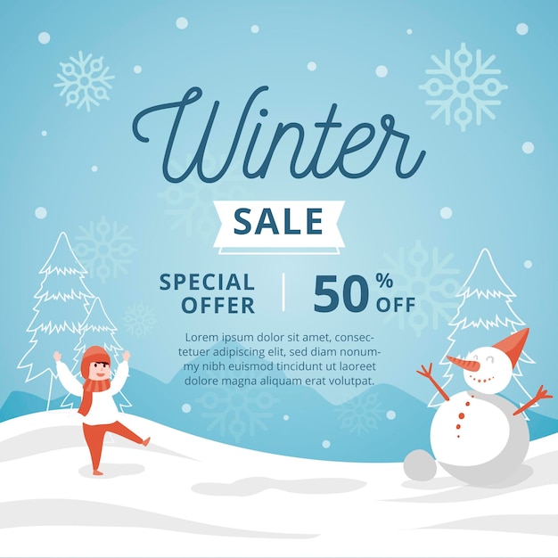 Free vector hand drawn winter sale promotional illustration