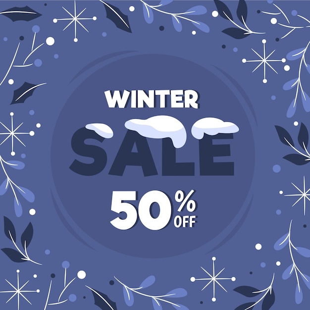 Бесплатное векторное изображение Рисованная зимняя распродажа