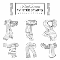 Free vector hand drawn winter scrafs collection