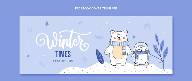 Hand drawn winter social media cover template