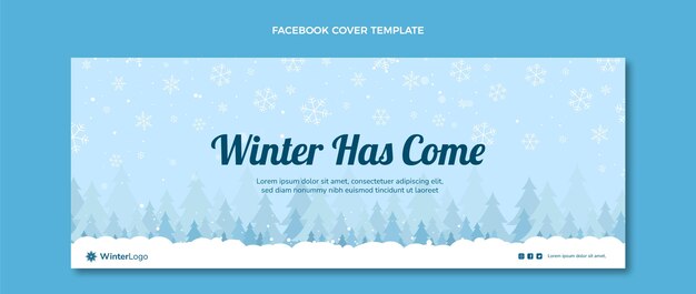 Hand drawn winter social media cover template