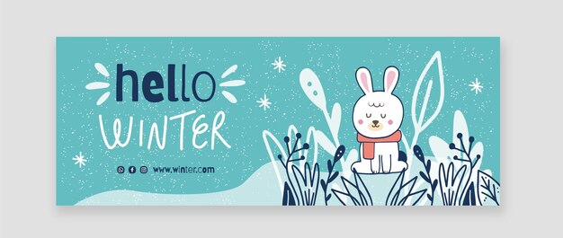 Hand drawn winter social media cover template