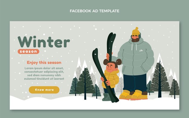 Free vector hand drawn winter social media promo template