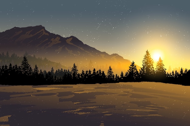 Hand drawn winter solstice background