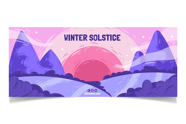 Hand drawn winter solstice horizontal banner template
