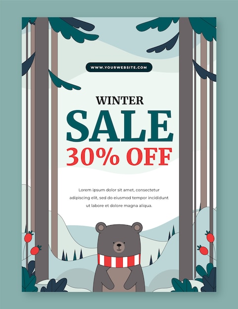 Hand drawn winter vertical poster template