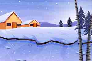 Free vector hand drawn winter village illustration