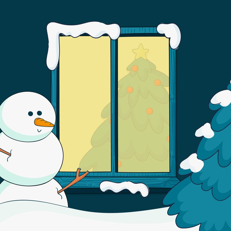 Free Vector hand drawn winter window illustration