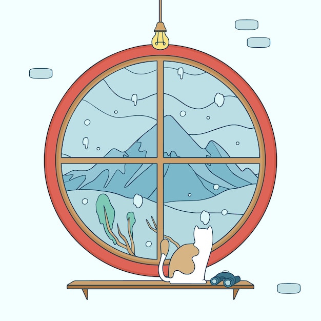 Free vector hand drawn winter window illustration