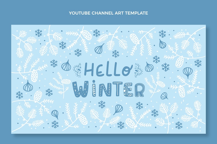 Free Vector hand drawn winter youtube channel art