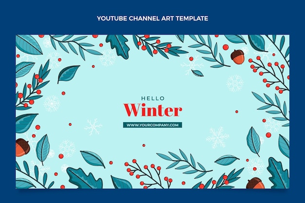 Vettore gratuito arte del canale youtube invernale disegnata a mano