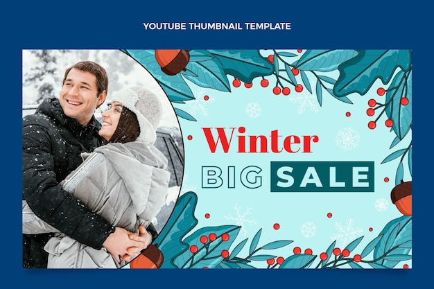 Free vector hand drawn winter youtube thumbnail