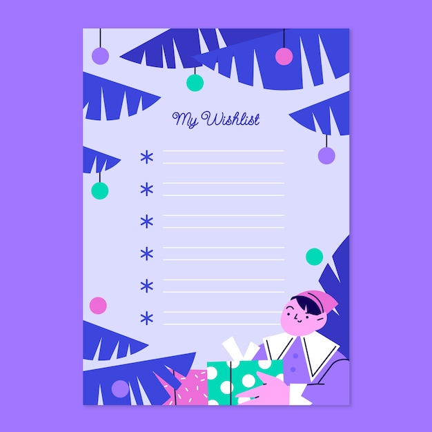 Hand drawn wish list template