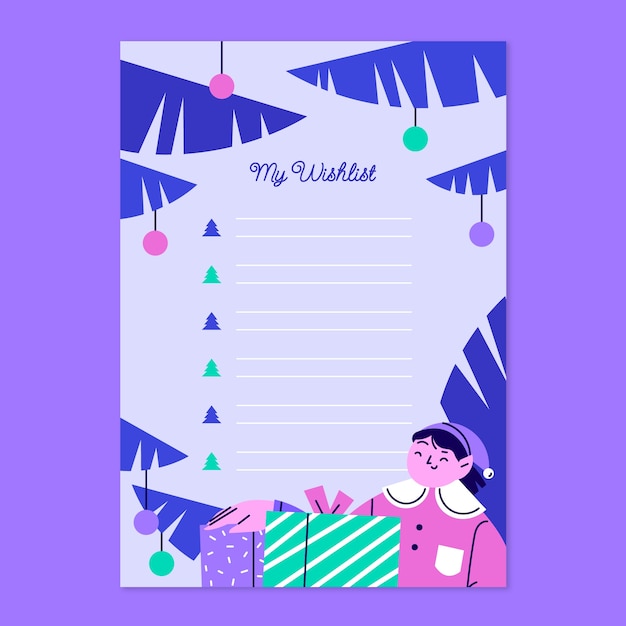 Hand drawn wish list template